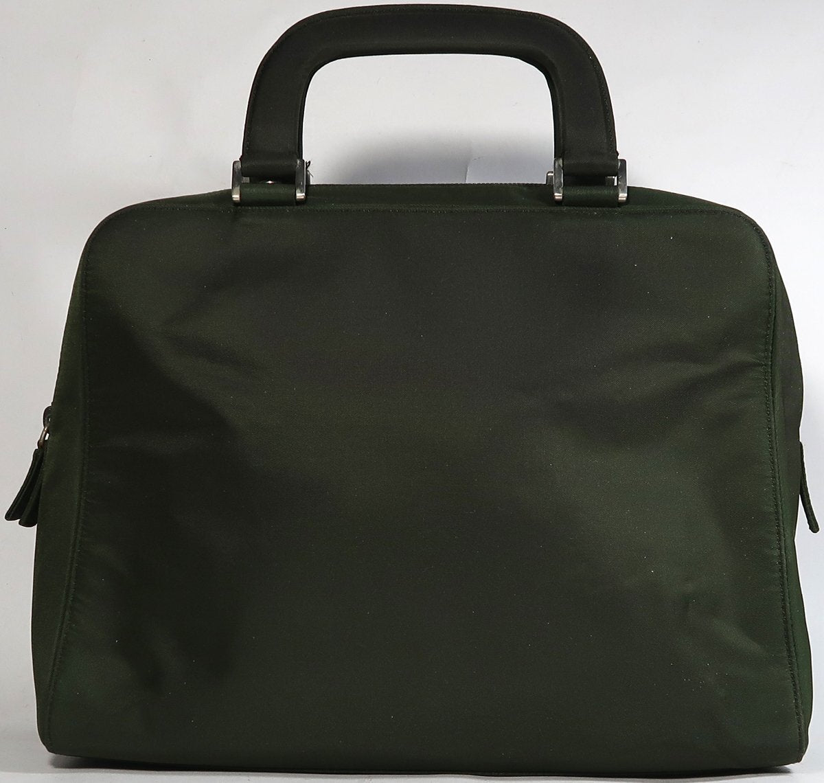 Vintage Prada Green Nylon Briefcase with Leather Trim