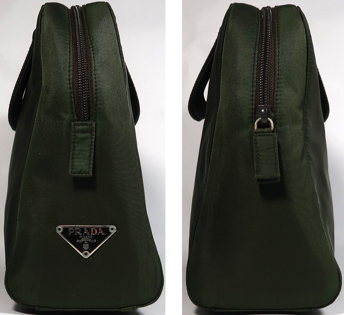 Vintage Prada Green Nylon Briefcase with Leather Trim