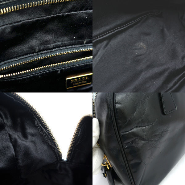 Prada Vintage Black Leather Boston Bag | 1990s Era