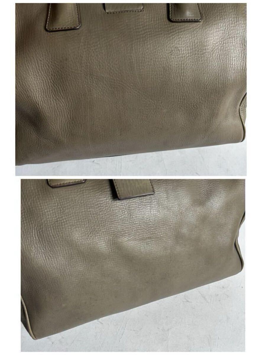 Prada Vintage Taupe Leather Buckle Tote Bag