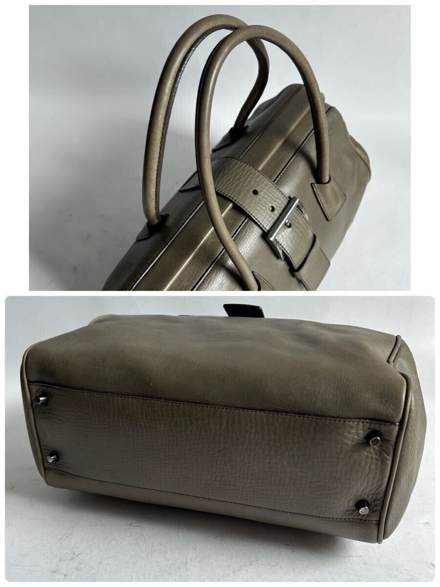 Prada Vintage Taupe Leather Buckle Tote Bag