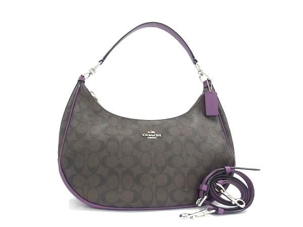 Coach Vintage Signature Hobo Bag with Purple Trim