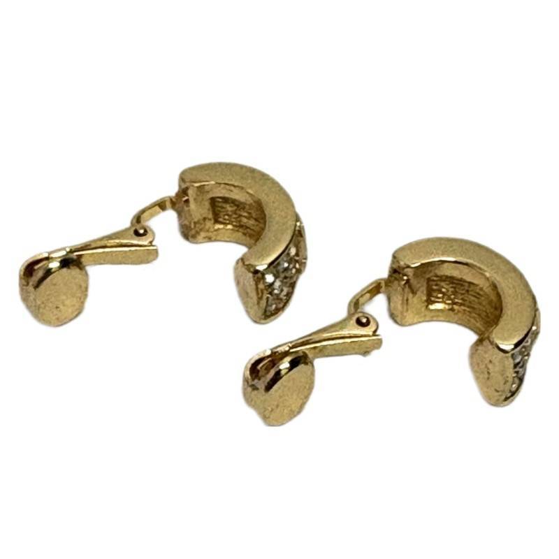 Vintage Christian Dior Gold-Plated Rhinestone Clip-On Earrings