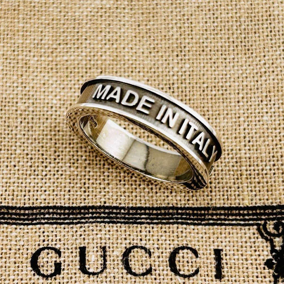 Gucci Made in Italy 925 Sterling Silver Logo Ring – Size 11