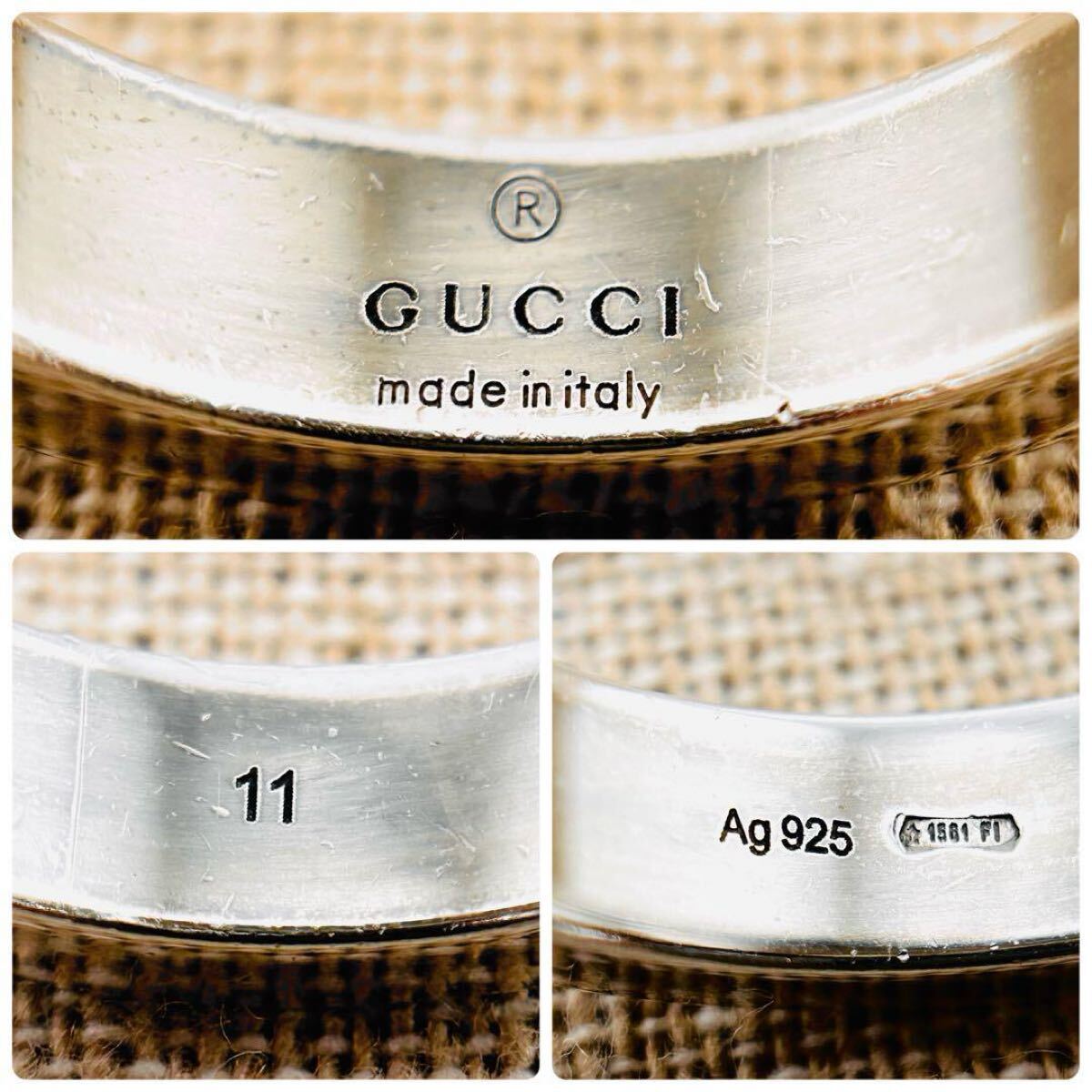 Gucci Made in Italy 925 Sterling Silver Logo Ring – Size 11
