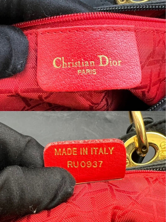 Christian Dior Lady Dior Bag – Black Cannage Quilted Nylon with Gold Hardware