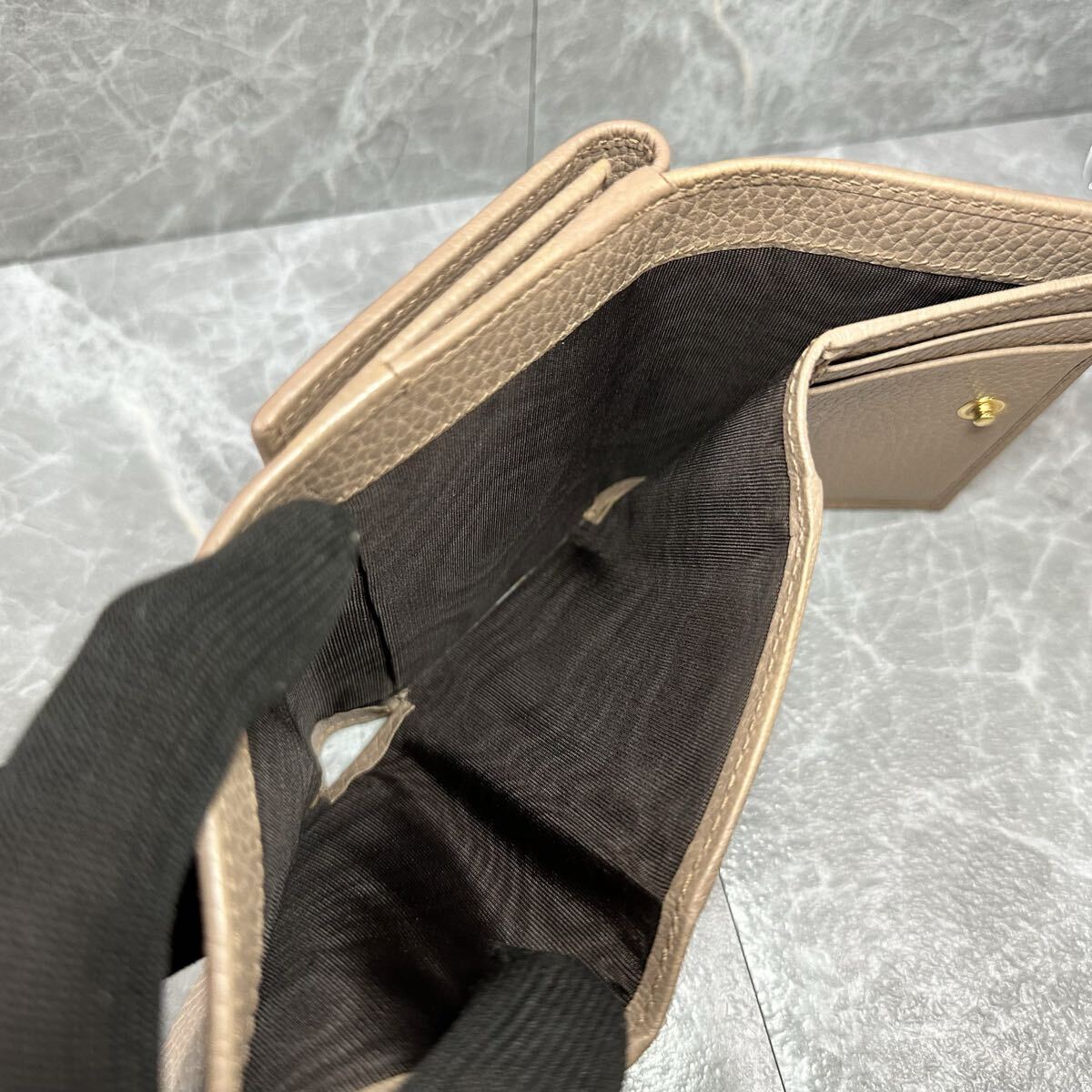 Gucci GG Marmont Beige Leather Trifold Wallet