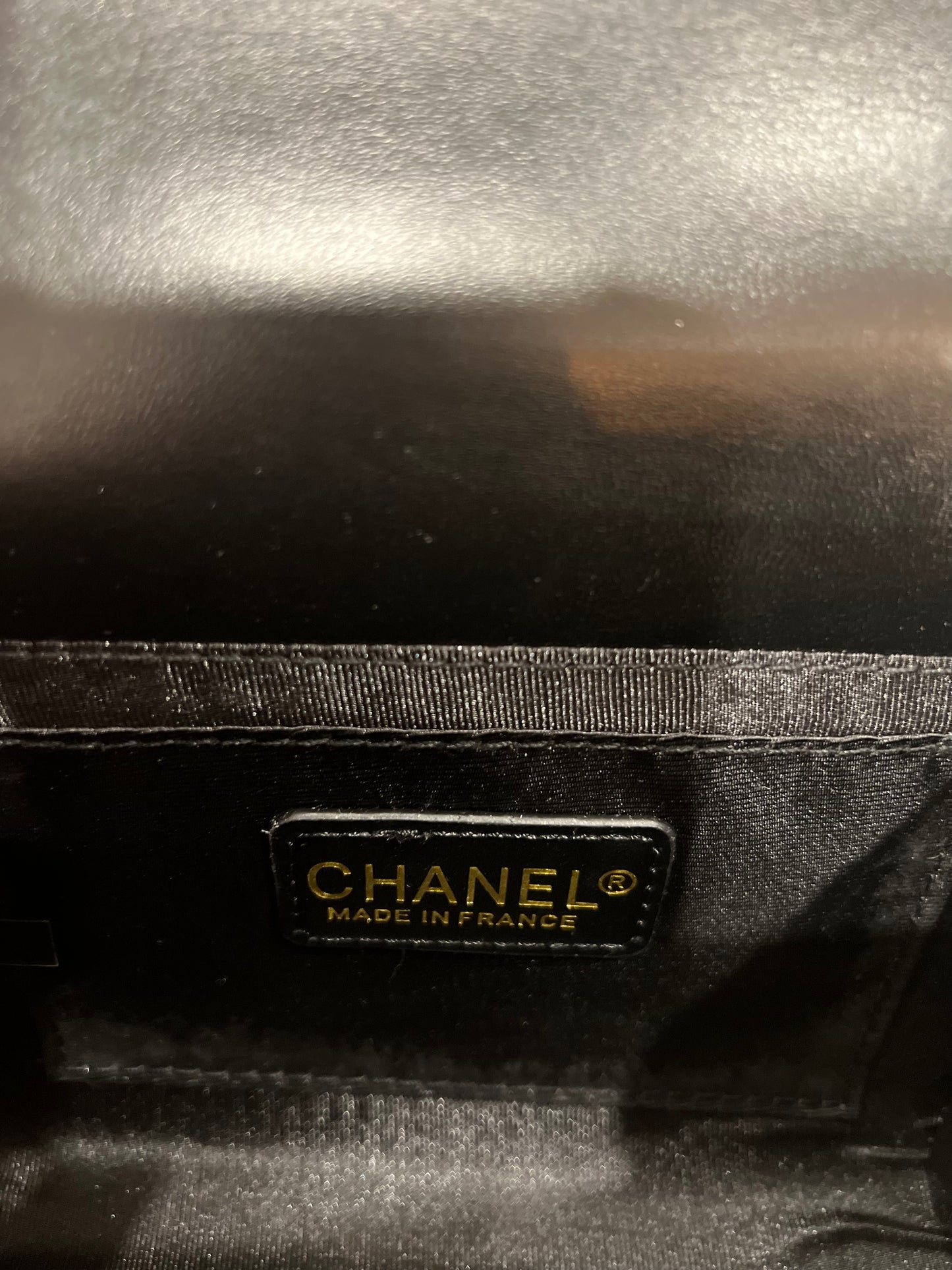 Exclusive Chanel Black Quilted Lambskin Bag with Gold Handle & Crystal Strap