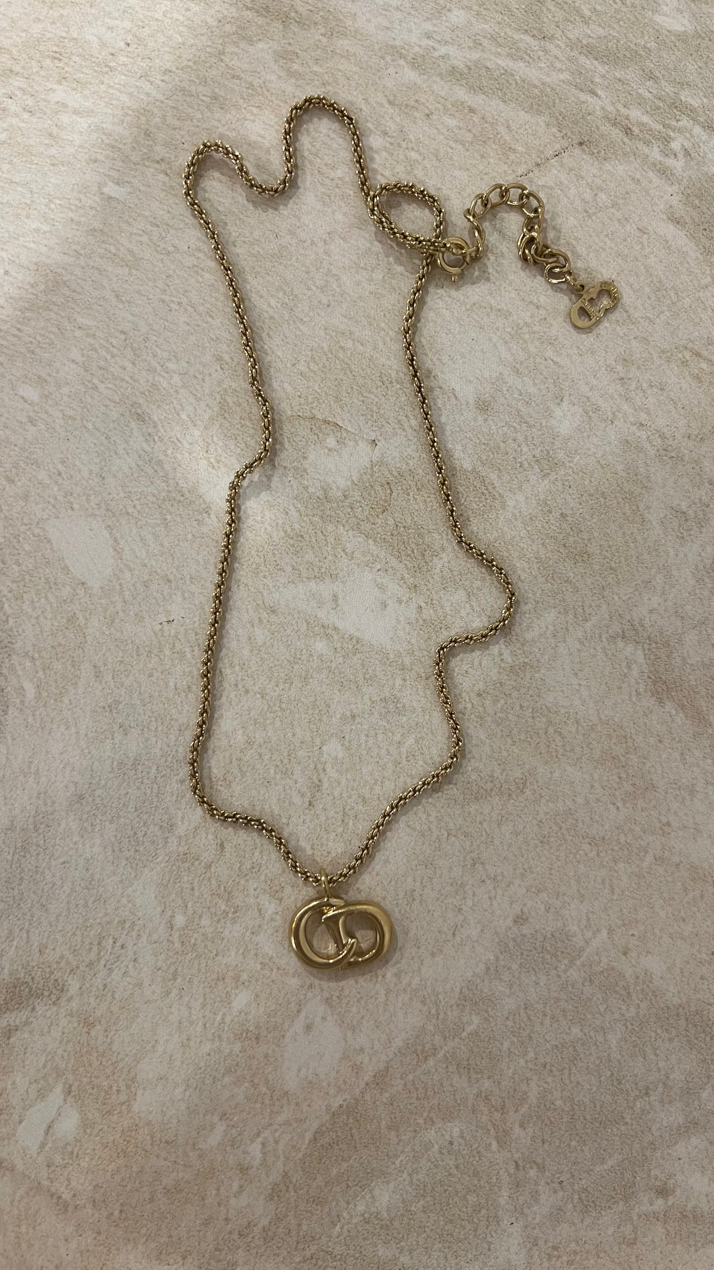 Vintage Christian Dior CD Logo Pendant Necklace