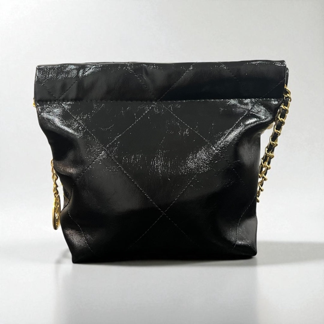 Chanel VIP Exclusive Black Leather Pearl & Chain Shoulder Bag – Rare Collectible