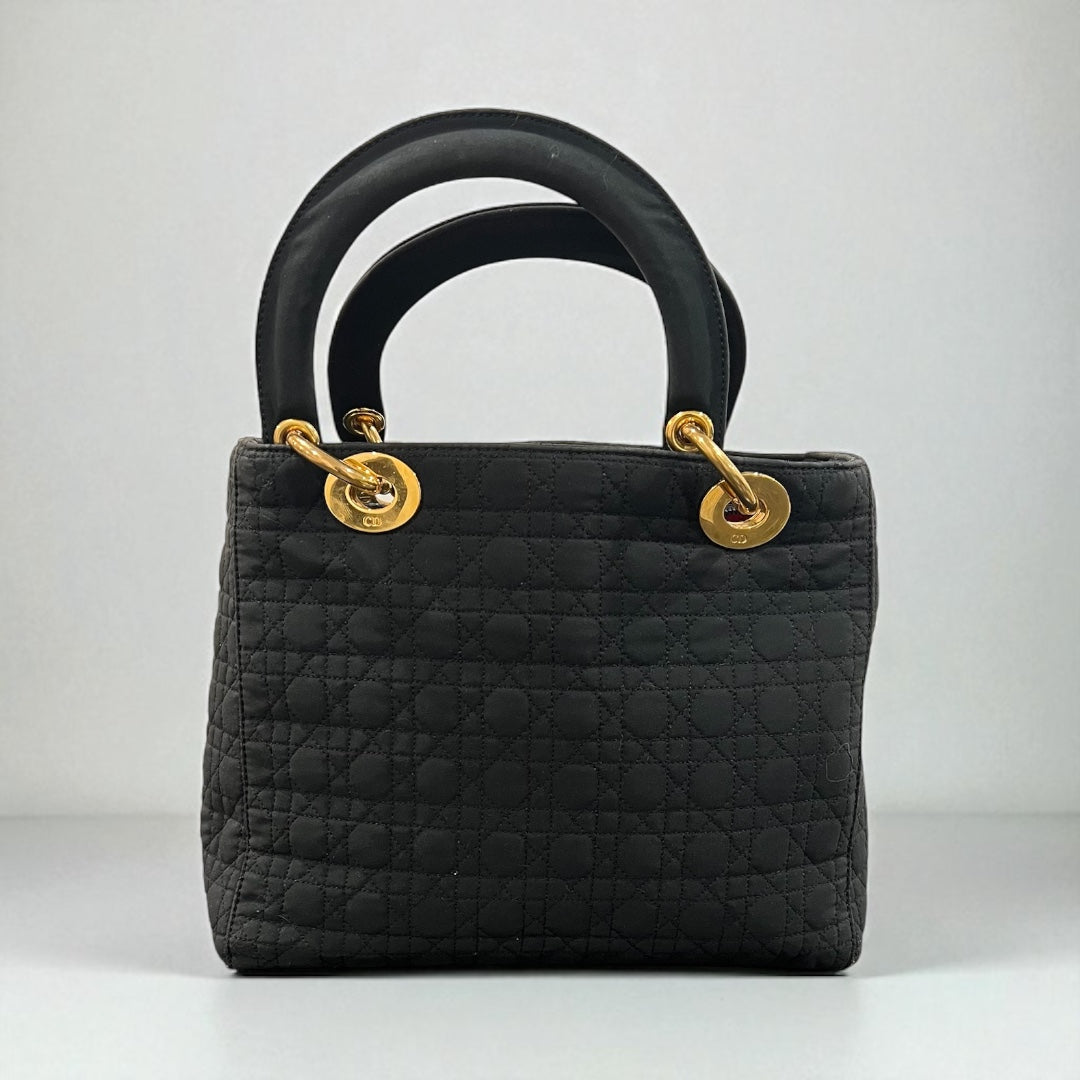 Christian Dior Lady Dior Bag – Black Cannage Quilted Nylon with Gold Hardware
