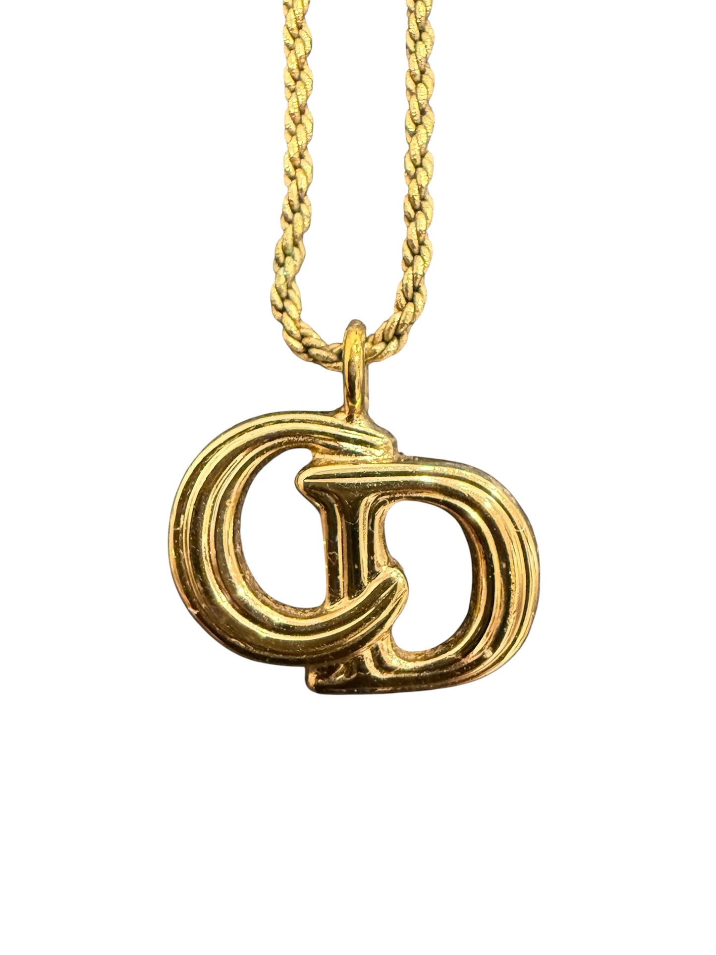 Vintage Christian Dior Gold-Tone CD Logo Necklace