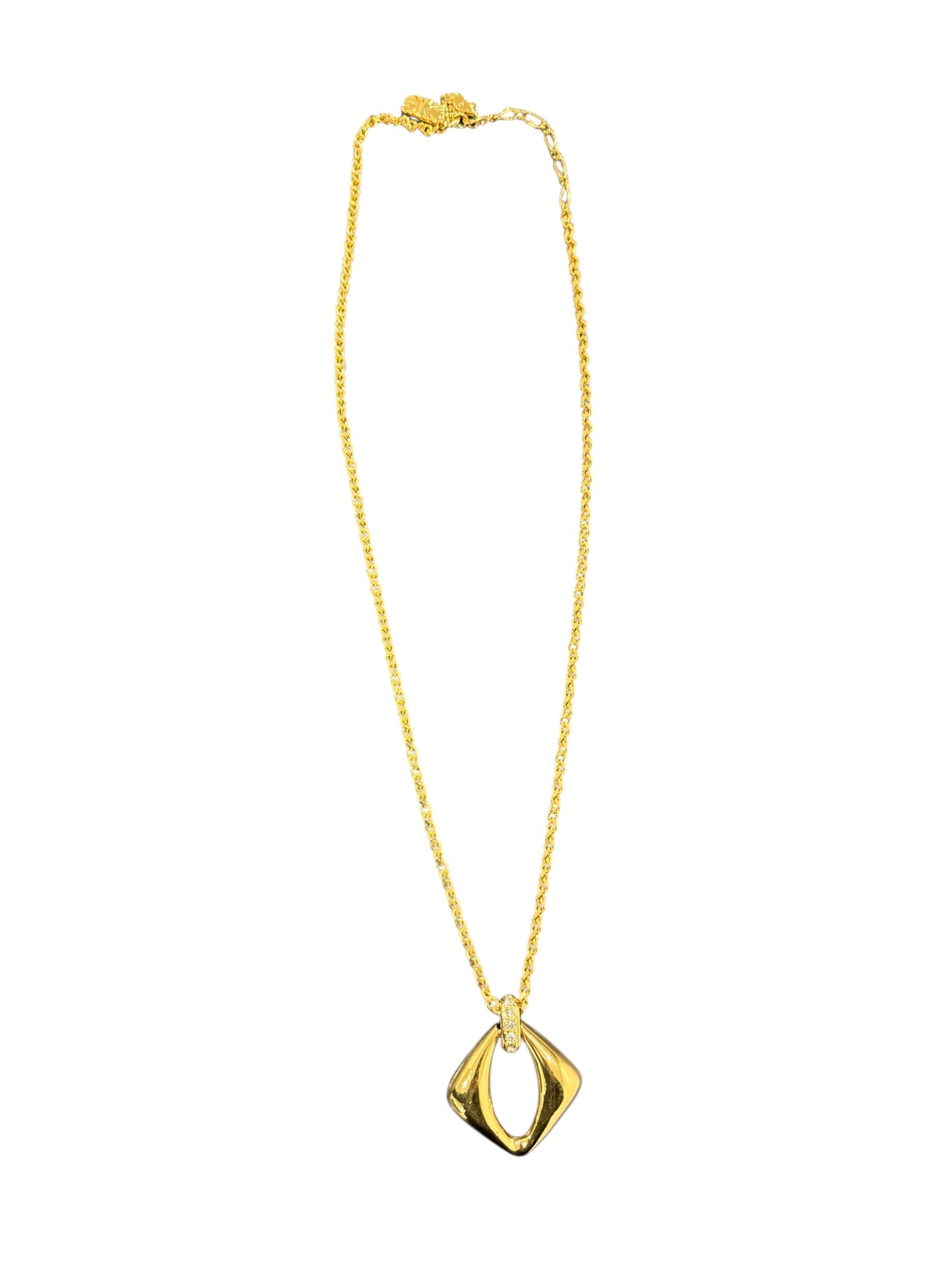 Vintage Yves Saint Laurent Gold-Tone Pendant Necklace with Crystal Accents