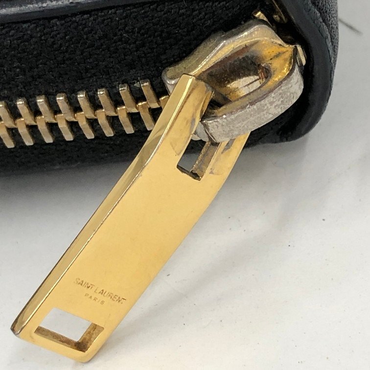 Saint Laurent Paris Monogram Zip Wallet – Black with Gold Hardware