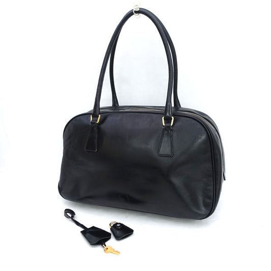 Prada Vintage Black Leather Boston Bag | 1990s Era