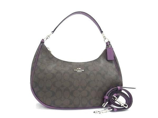 Coach Vintage Signature Hobo Bag with Purple Trim