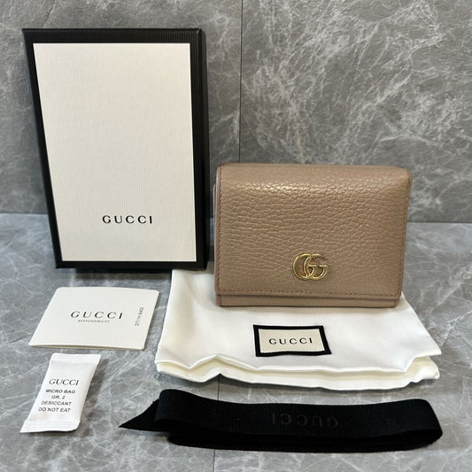 Gucci GG Marmont Beige Leather Trifold Wallet