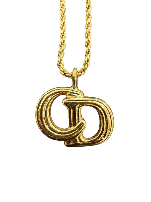 Vintage Christian Dior Gold-Tone CD Logo Necklace