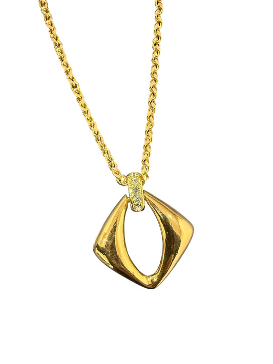 Vintage Yves Saint Laurent Gold-Tone Pendant Necklace with Crystal Accents