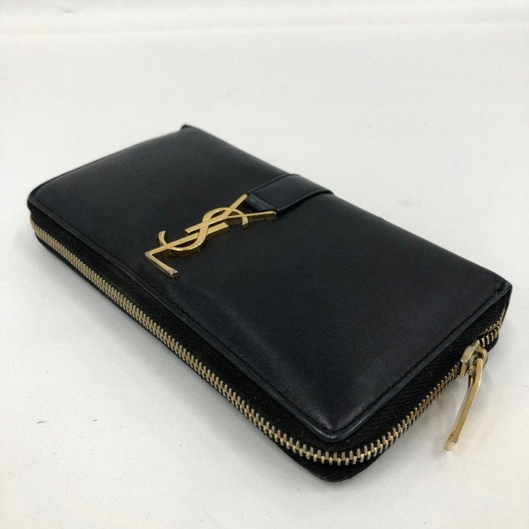 Saint Laurent Paris Monogram Zip Wallet – Black with Gold Hardware